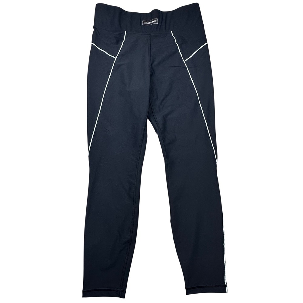 Savage X Fenty Sport‎ Black High Waisted Contrast Piping Leggings Size Large L